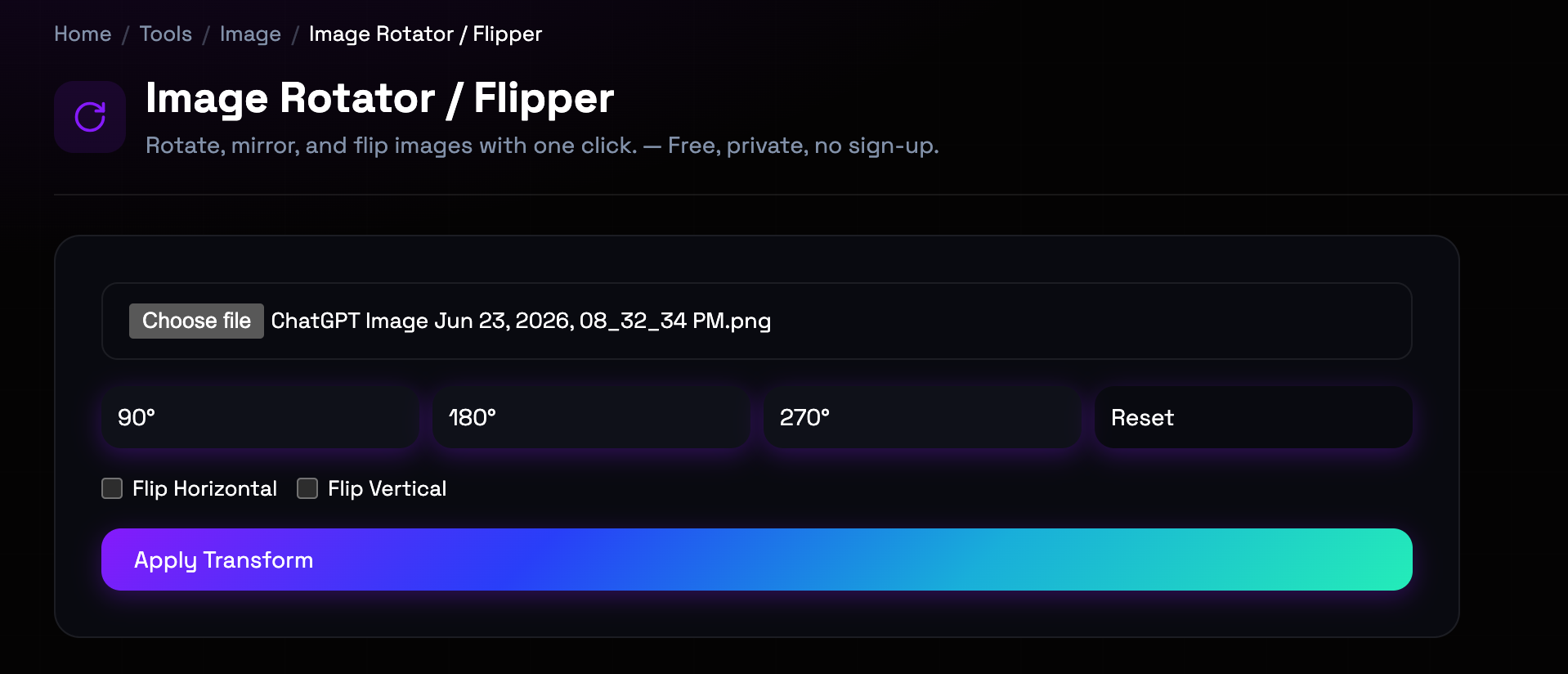 How to use Image Rotator / Flipper online — free, fast, and private